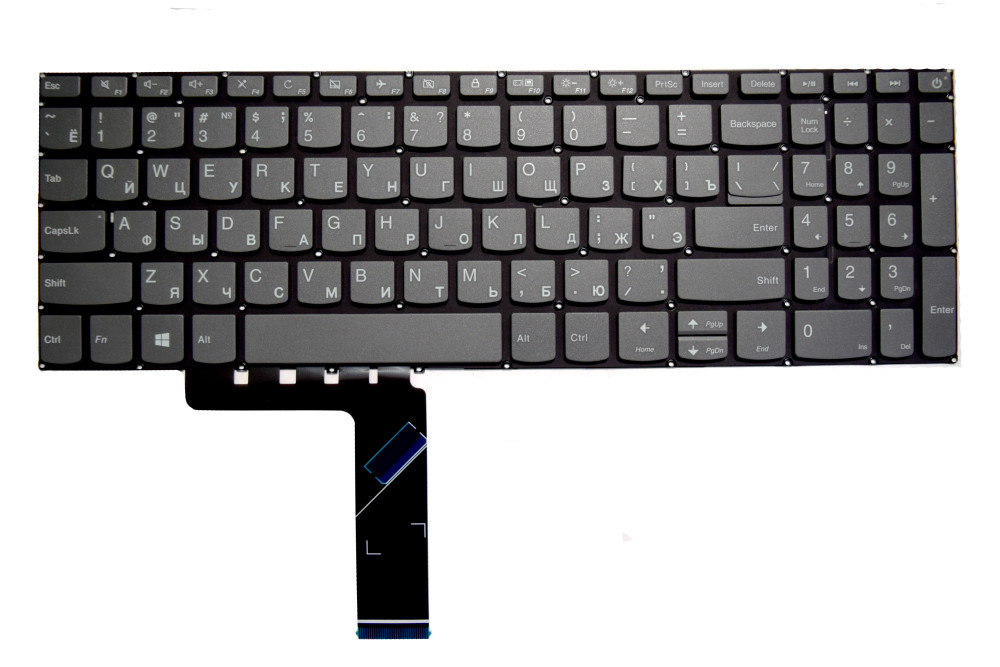 Клавіатура для ноутбука LENOVO 320-15 Gray, RU/EN без рамки Lenovo IdeaPad 330-15IKB-81DE0025US