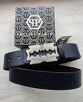 Чоловічий ремінь Philipp Plein Retro Silver Blade темно синій