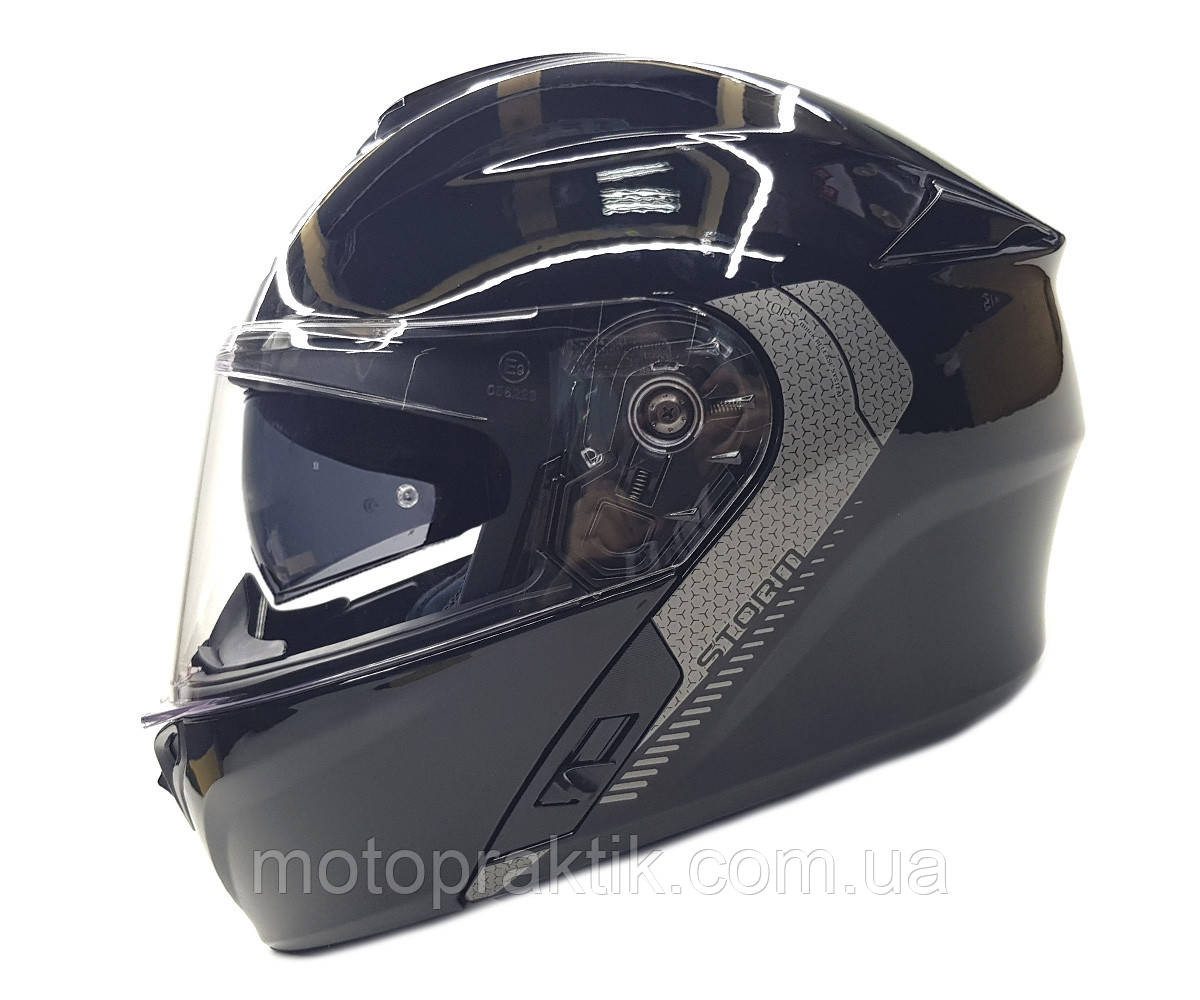 AXXIS STORM SV Solid A1 Gloss Black, XS Мотошолом модуляр з окулярами