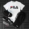 Спортивний костюм Fila чоловічий футболка шорти кепка бейсболка комплект 3в1 на хлопця легкий літній комплект, фото 9