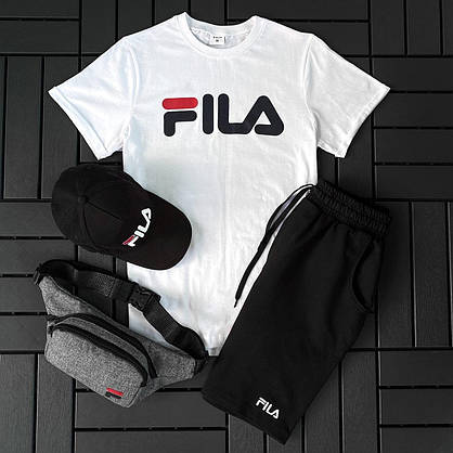 Спортивний костюм чоловічий FILA футболка шорти кепка та барсетка комплект 4 в 1 на хлопця повсякденний модний, фото 4