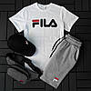 Спортивні костюми на літо FILA футболка шорти кепка чоловічий комплект 3в1 модний на хлопця легкий повсякденний, фото 8