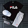Спортивний костюм FILA чорного кольору футболка шорти кепка комплект 3 в 1 на хлопця повсякденний стильний, фото 9
