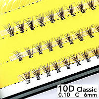 Nesura Eyelash Classic 10D, 0,10, изгиб C, 6 мм, 60 пучков пучковые ресницы Несура классик