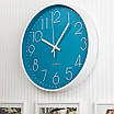 Настінний годинник кварцовий безшумний круглий інтер'єрний красивий Losso Premium CW-30 - Блакитний, фото 3