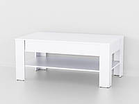 Журнальный столик с нишами для хранения, журнальный столик прямоугольный, размер мм: 1100х480х650, цвет белый
