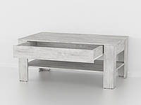 Журнальный столик с нишами для хранения, журнальный столик прямоугольный, размер мм: 1100х480х650, цвет бетон