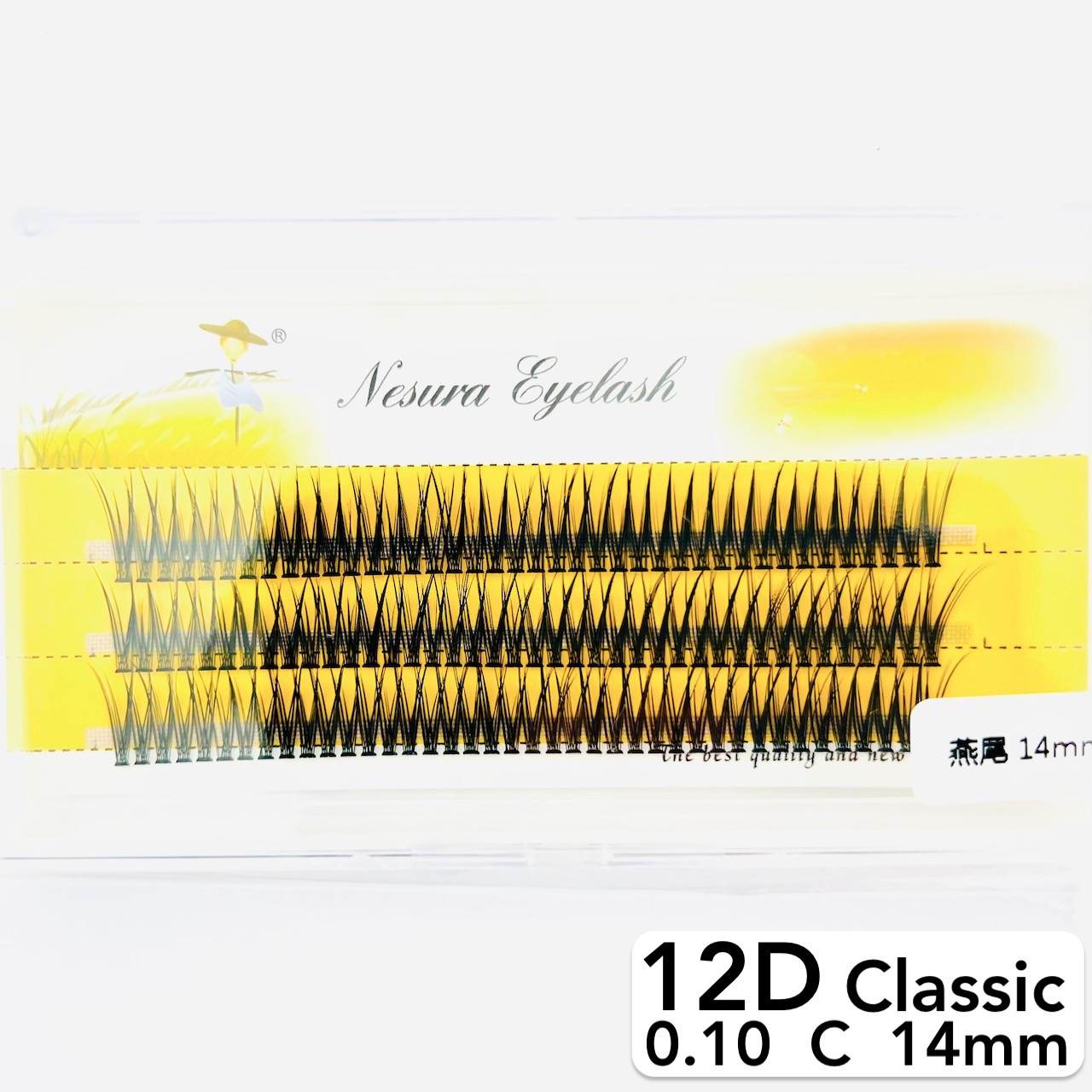 Nesura Eyelash Classic 12D, 0,10, изгиб C, 14 мм, 120 пучков Ресницы Ласточки V Несура 12д - фото 4 - id-p1832259146