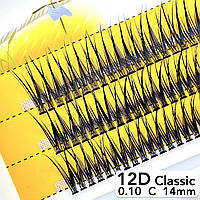 Nesura Eyelash Classic 12D, 0,10, изгиб C, 14 мм, 120 пучков Ресницы Ласточки V Несура 12д