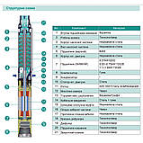 Насос свердловинний SHIMGE 3.5SE(m) 2/8T-0.37 кВт, Н 42(31)м, Q 75(40)л/хв, Ø89 мм, (кабель 30 м), фото 4