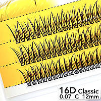 Nesura Eyelash Classic 16D, 0,07, изгиб C, 12 мм, 120 пучков Ресницы Ласточки W Несура