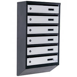 Скринька поштова на 6 квартир (ЯП-06-А чорно-сіра) Україна
