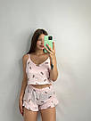 Піжама жіноча МУСЛІН з майкою та шортами АНАНАС РОЖЕВИЙ/БЛАКИТНИЙ 051/21, фото 4