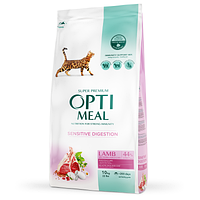 Сухой корм Optimeal с ягненком для взрослых кошек чувствительным пищеварением 10 кг