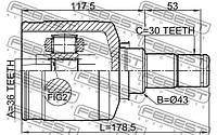 ШРУС ВНУТРИШНИЙ ЛИВИЙ MITSUBISHI OUTLANDER 36X43X30 (FEBEST) 0411-CW6LH Ukr