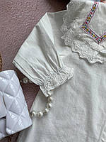 Нарядная белая школьная блузка с кружевом в цветочки W2205 100, WPXJ, Белый, Для девочек, Весна Осень, 11 , 6