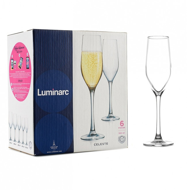 Набор бокалов для шампанского Celeste 160мл 6шт Luminarc L5829 - фото 2 - id-p1887610307