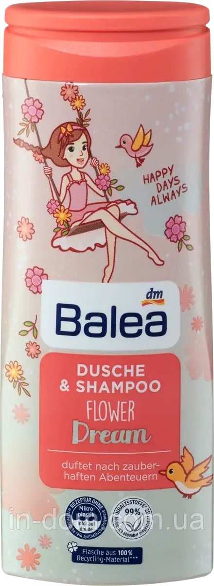 Balea Kinder Dusche & Shampoo Flower Dream Дитячий гель для душу та шампунь Квіткова мрія 300 мл