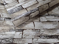 Шпалери прості вологостійкі "Камінь" для кухні, ванної, коридору, сіро-коричневі 0,53*10 м