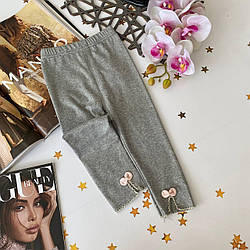 Легінси для дівчинки з розрізом та бантиком Сірий 9103 67, JSTN Fashion, Серый, Для девочек, Лето, 1 год