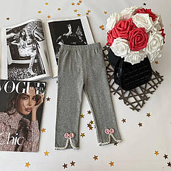 Легінси для дівчинки з розрізом та з рожевим бантиком Сірий 9105 35, JSTN Fashion, Серый, Для девочек, Лето, 1 год
