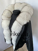 Женская куртка бомбер с натуральным мехом песца вуаль с 44 по 56 р