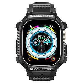 Spigen Чохол та ремінець 2в1 для Apple Watch Ultra 49mm Rugged Armor Pro, Black
