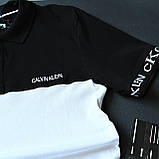 Чоловіча футболка поло Calvin Klein D11320 чорно-біла S, фото 5