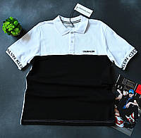 Чоловіча футболка поло Calvin Klein D11321 чорно-біла S, L, XL, XXL