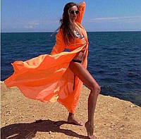 Пляжний халат з довгими рукавами до полу 42 помаранчевий