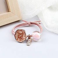 Стильна жіноча гумка для волосся з намистом та підвіскою "Shell" (рожевий)