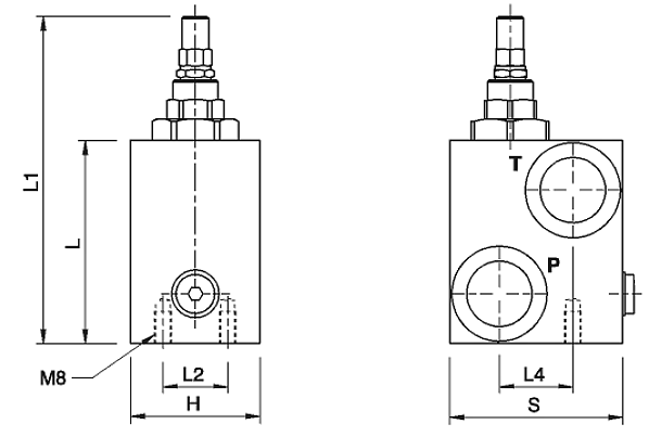 розміри клапана VMPP1"C/VOL.50-400