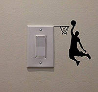 Наклейка на выключатель "Баскетболист" - размер стикера 14*11см