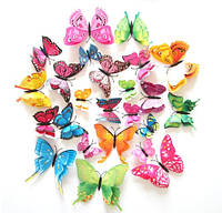 Бабочки на магните разноцветные - в наборе 12шт., пластик, так же есть 2-х сторонний скотч
