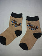 Носки для мальчиков коричневые с машинкой - по стельке 12-14см, 80% коттон, 20% полиэстер