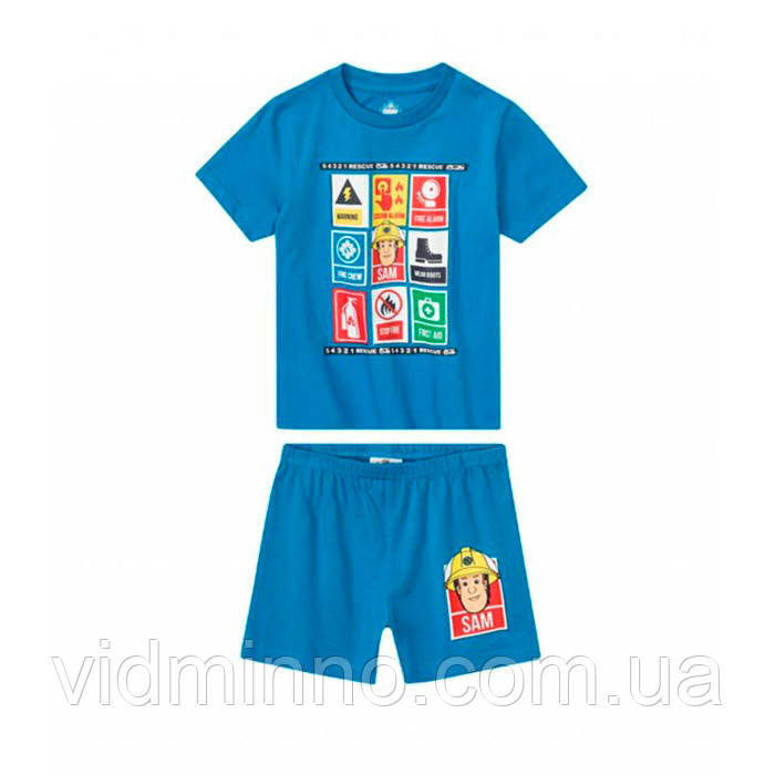 Літня трикотажна піжама Fireman Sam для хлопчика, футболка + шорти, р.86-92 - 12-24 місяці, фото 1