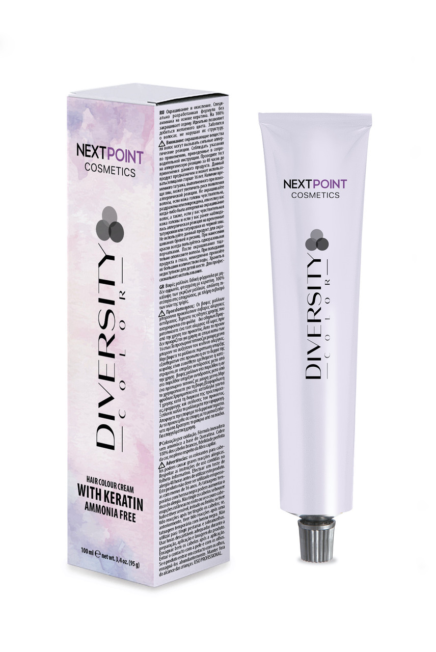 Крем-фарба для волосся NextPoint Cosmetics DIVERSITY COLOR 1.0 чорна кератинова без аміаку 100 мл (52 відтінка)