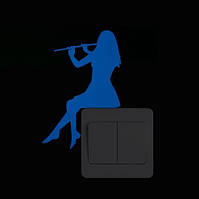 Люминесцентная наклейка голубая "Девушка" - размер 10*15см, (впитывает свет и светится в темноте)