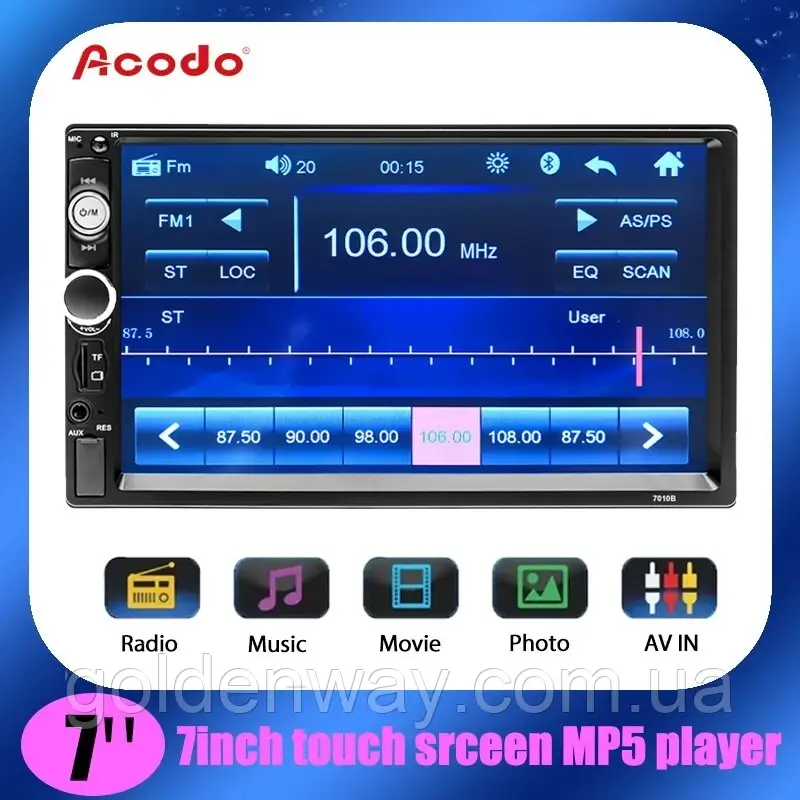 Автомагнитола 2 DIN PIONEER Acodo 7010B NEW 2023  MP5 Windows ce 6.0 Bluetooth