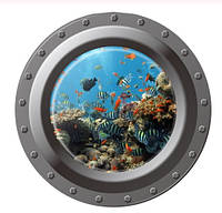 Наклейка "Подводный мир" окно каюты - диаметр наклейки 43см