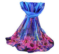 Женский шарф сине-розовый, размер около 150*48см, шифон