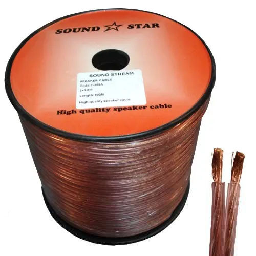 Кабель акустический Sound Star, CCA, 2х1.0мм², прозрачно-розовый, 100м