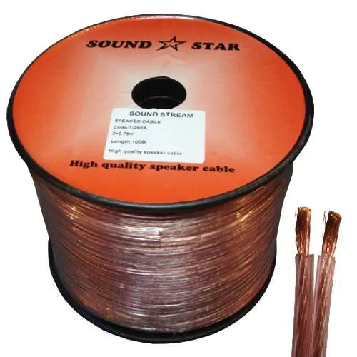Кабель акустичний Sound Star, CCA, 2х0.75мм2, прозоро-рожевий, 100м