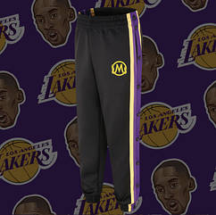 Спортивні штани Кобі Браянт Лейкерс чоловічі тренувальні баскетбольні розминкові на кнопках Чорний Mamba