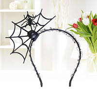 Ободок для Хэллоуина черный - размер паутины 14*7см