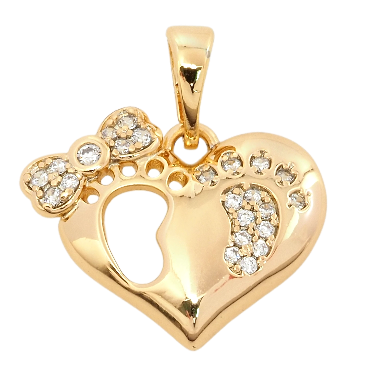 Кулон Xuping Позолота 18K "Серце з бантом та дитячими ніжками" для ланцюжка до 5мм