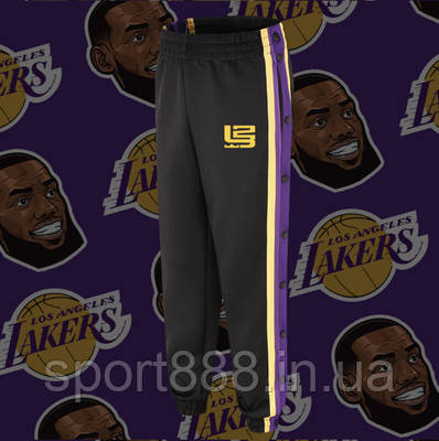 Спортивні штани Лейкерс Леброн Джеймс Lakers чоловічі тренувальні баскетбольні розминкові на кнопках Чорний