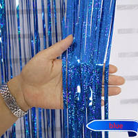 Дождик новогодний синий с супер голограммой - высота 3 метра и ширина 1 метр