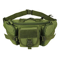 Сумка поясная тактическая / Мужская сумка на пояс / Армейская сумка зелёного цвета