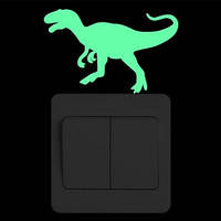 Люминесцентная наклейка "Динозавр" - 10*6см, салатовая, (набирает свет и светится в темноте)